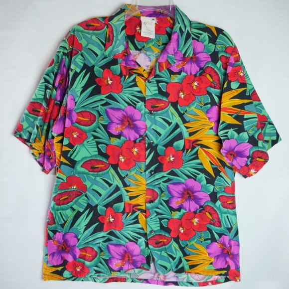 VTG Uniforms To You Mens Size M Hawaiian Colorful Camp Shirt Floral Shor… - Picture 1 of 11
